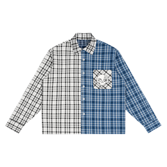 Unisex Oversized Plaid Color Block Shirt — image 1